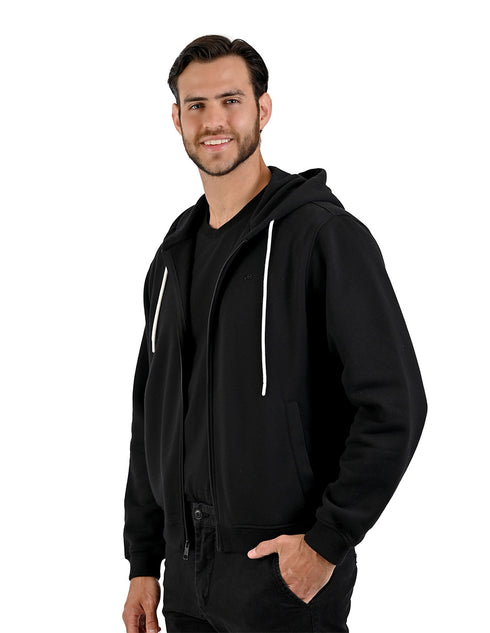 LEE sudadera hoodie negro para caballero con cierre y estampado en espalda.